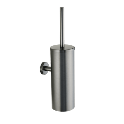 Toiletborstel met wandhouder in gun metal uit de Stanio toiletset