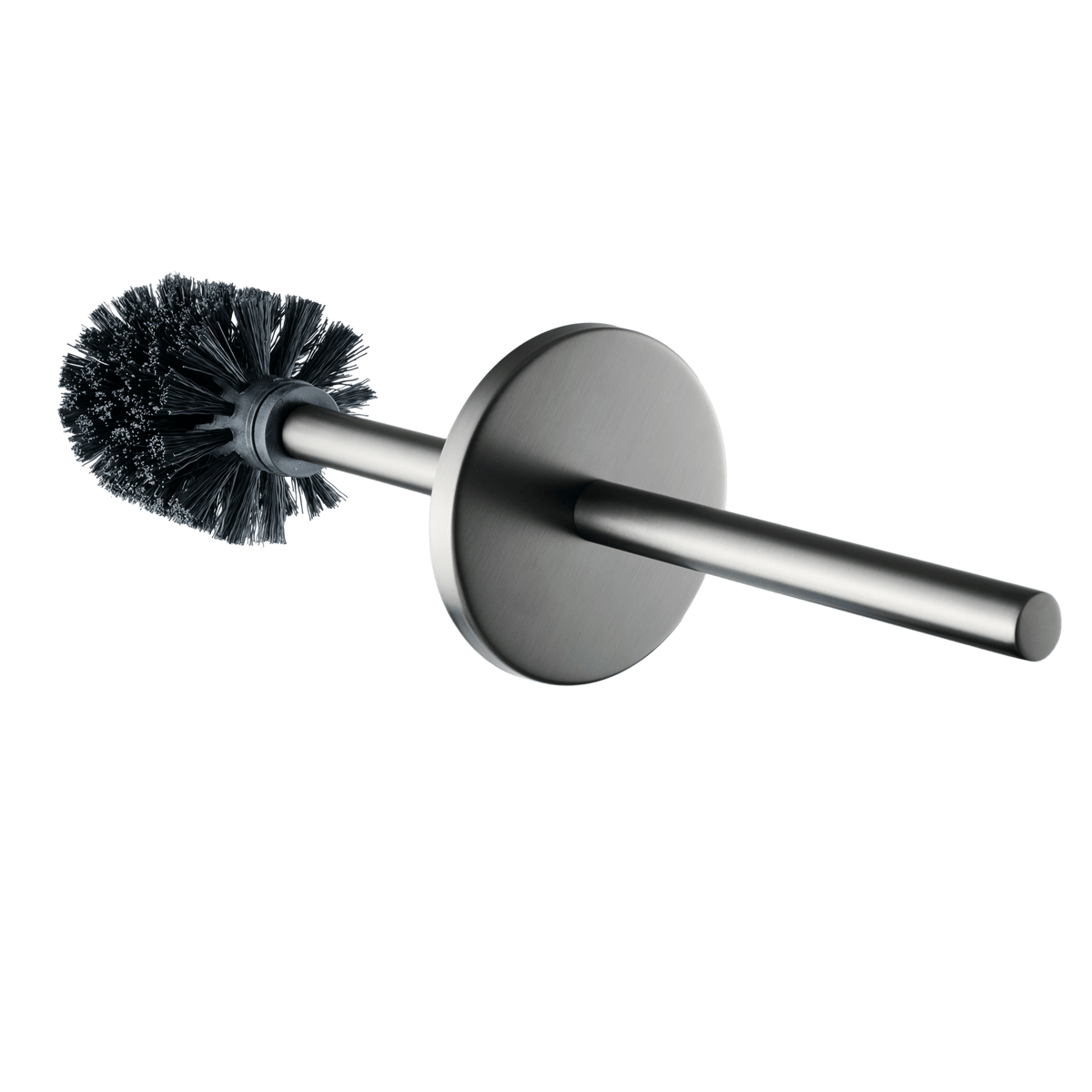 Losse toiletborstel in gun metal met zwarte borstelkop uit de Stanio toiletset