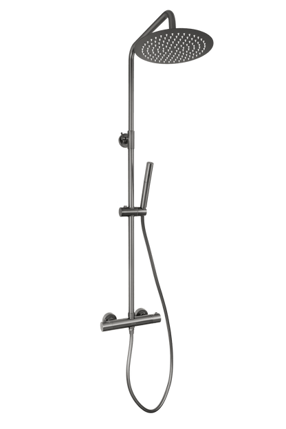 Ronde regendoucheset Novi in gun metal
