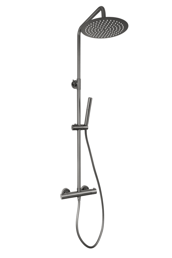 Novi - Gun Metal Doucheset - Rond