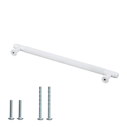 Meubelgreep in wit met diamond cut structuur, hartafstand 224 mm, lengte 256 mm met bevestigingsmateriaal