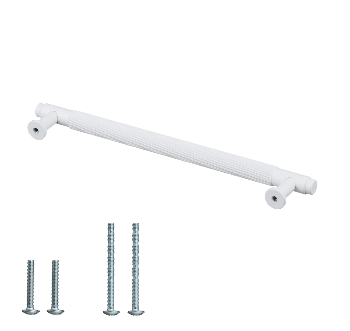 Meubelgreep in wit met diamond cut structuur, hartafstand 192 mm, lengte 224 mm met bevestigingsmateriaal