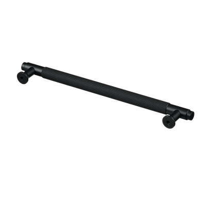 Meubelgreep in zwart met diamond cut structuur, hartafstand 224 mm, lengte 256 mm