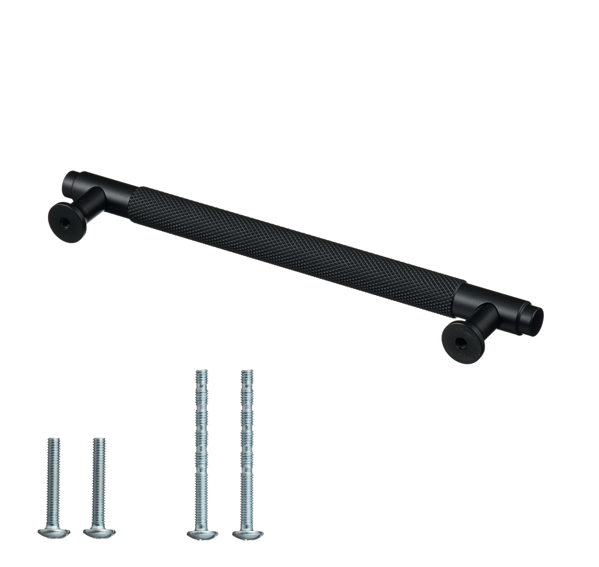 Meubelgreep in zwart met diamond cut structuur, hartafstand 160 mm, lengte 194 mm met bevestigingsmateriaal