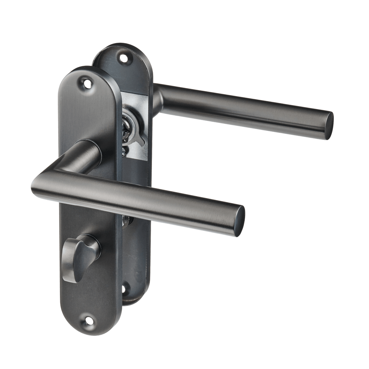 Deurklink Silvano in gun metal met WC-sluiting