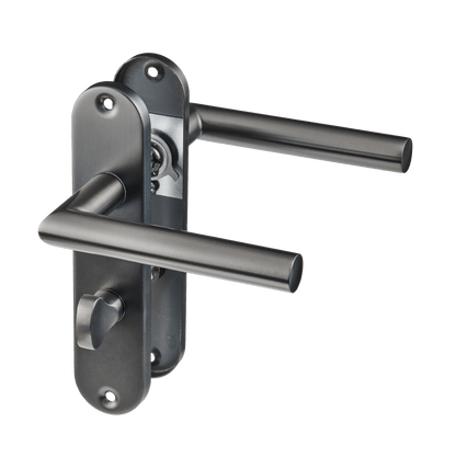 Deurklink Silvano in gun metal met WC-sluiting
