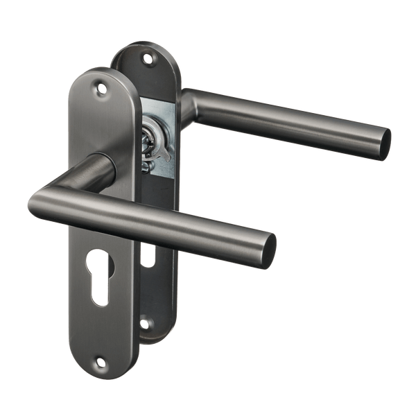 Silvano - Gun Metal Deurklink cilindergat - Kort Rond Schild