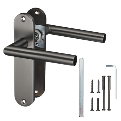 Deurklink Silvano in gun metal met bevestigingsmateriaal