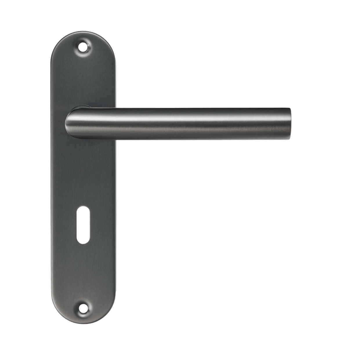 Deurklink Silvano in gun metal met sleutelgat