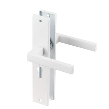 Deurklink Lorto in wit met cilindergat 55 mm