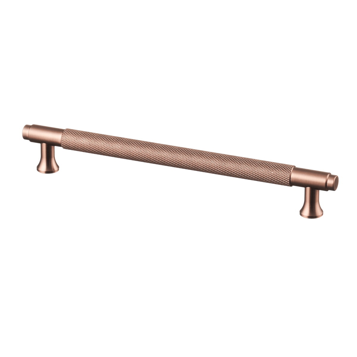 Meubelgreep in koper met diamond cut structuur, hartafstand 192 mm, lengte 224 mm