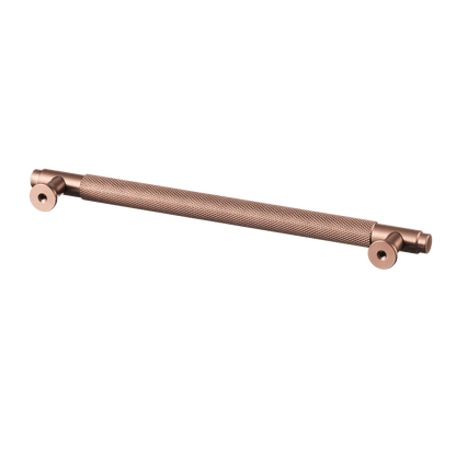 Meubelgreep in koper met diamond cut structuur, hartafstand 192 mm, lengte 224 mm