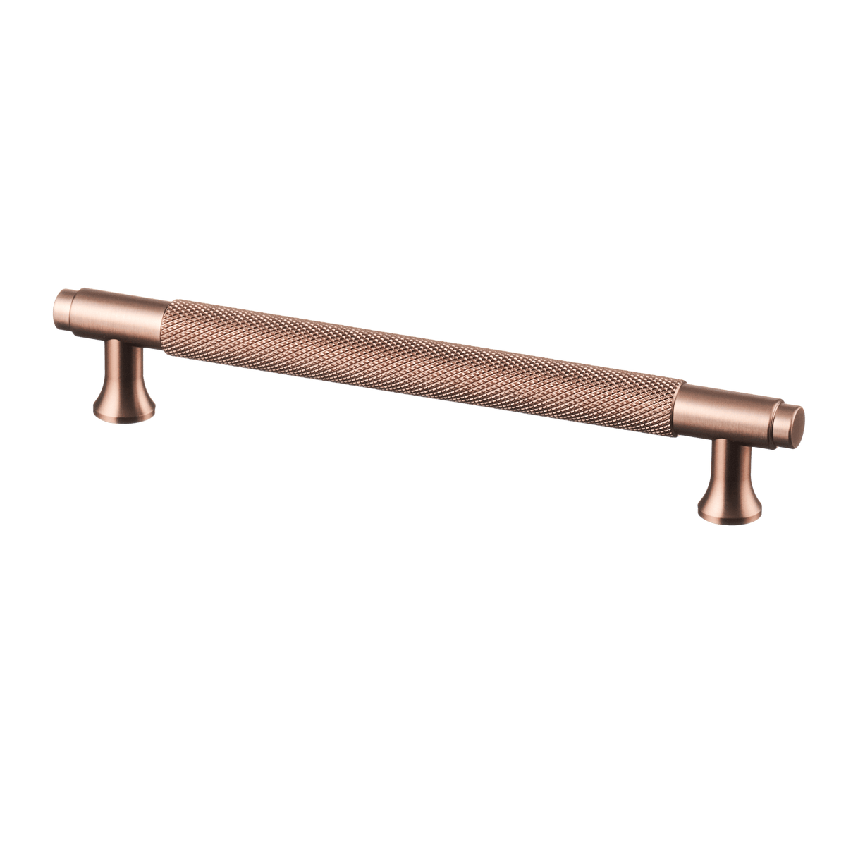 Meubelgreep in koper met diamond cut structuur, hartafstand 160 mm, lengte 194 mm