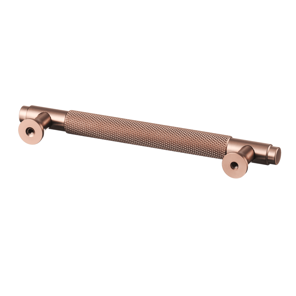 Meubelgreep in koper met diamond cut structuur, hartafstand 128 mm, lengte 164 mm