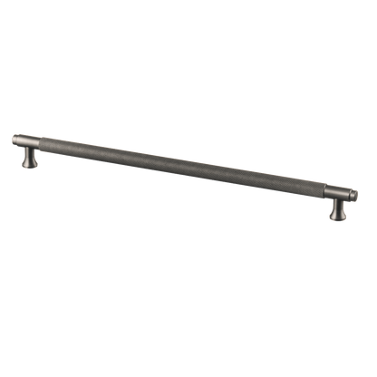 Meubelgreep in gun metal met diamond cut structuur, hartafstand 320 mm, lengte 352 mm