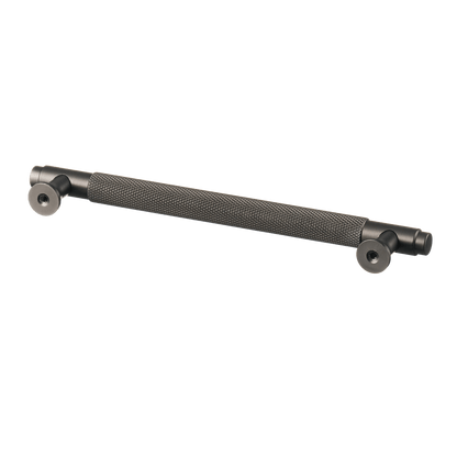 Meubelgreep in gun metal met diamond cut structuur, hartafstand 160 mm, lengte 194 mm