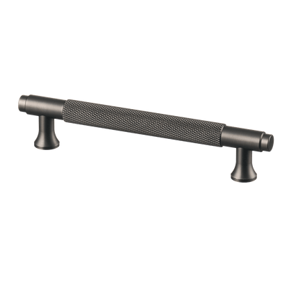 Meubelgreep in gun metal met diamond cut structuur, hartafstand 128 mm, lengte 164 mm