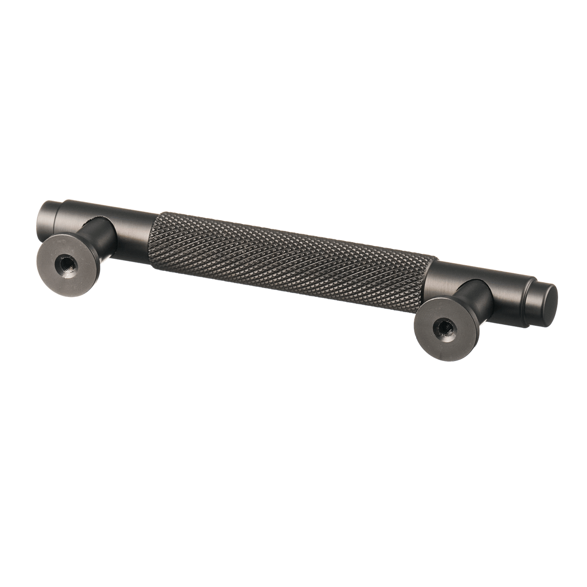 Meubelgreep in gun metal met diamond cut structuur, hartafstand 96 mm, lengte 130 mm