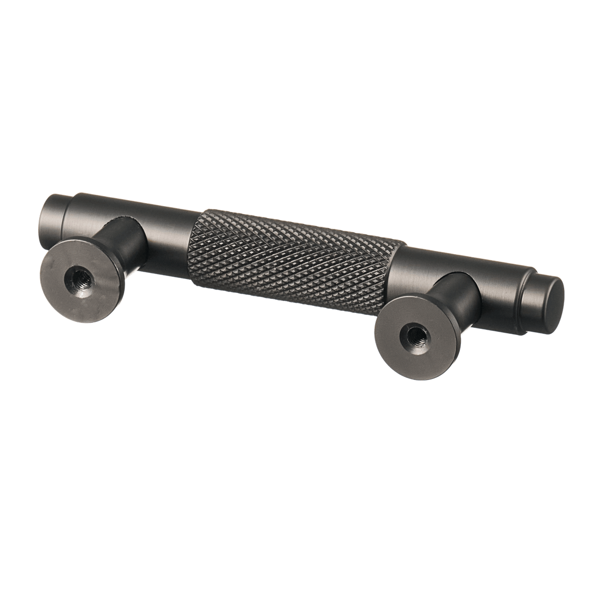 Meubelgreep in gun metal met diamond cut structuur, hartafstand 64 mm, lengte 98 mm