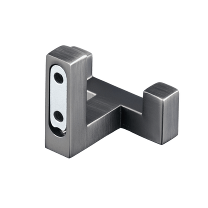 Achterzijde van dubbele handdoekhaak in gun metal