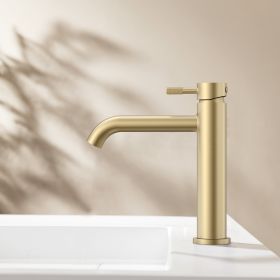 Stria Wastafelmengkraan | Hendel met Verfijnde Ribbelstructuur | Geborsteld Goud PVD - WDtegels