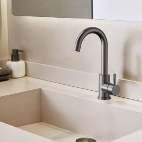 Stria Wastafelmengkraan | Gebogen Uitloop | Draaibare Hendel | Gunmetal PVD - WDtegels
