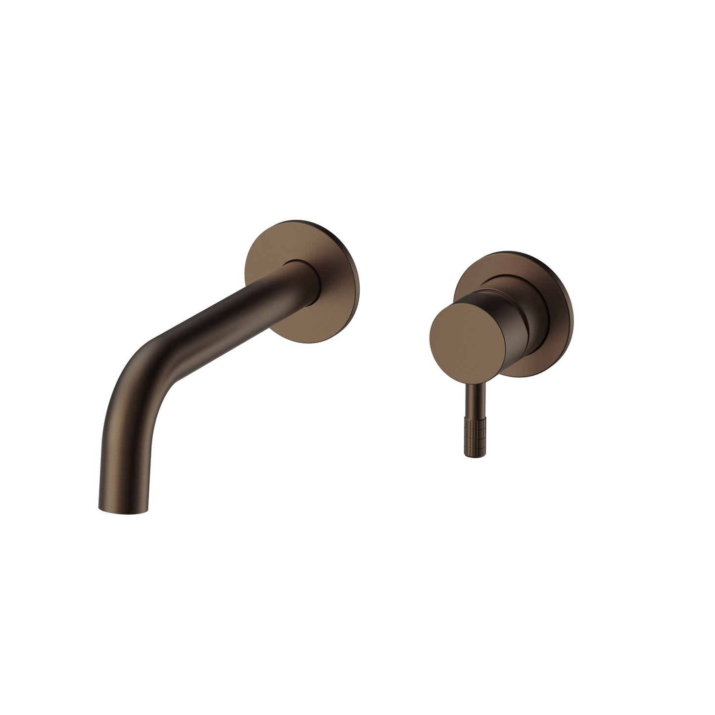 Stria Finish Set Wastafelmengkraan | Inbouw | Verfijnd Geribbelde Hendel | Bruin Brons PVD - WDtegels