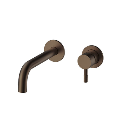 Stria Finish Set Wastafelmengkraan | Inbouw | Verfijnd Geribbelde Hendel | Bruin Brons PVD - WDtegels