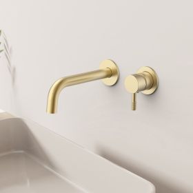 Stria Finish Set Wastafelmengkraan | Inbouw | Verfijnd Geribbelde Hendel | Geborsteld Goud - WDtegels