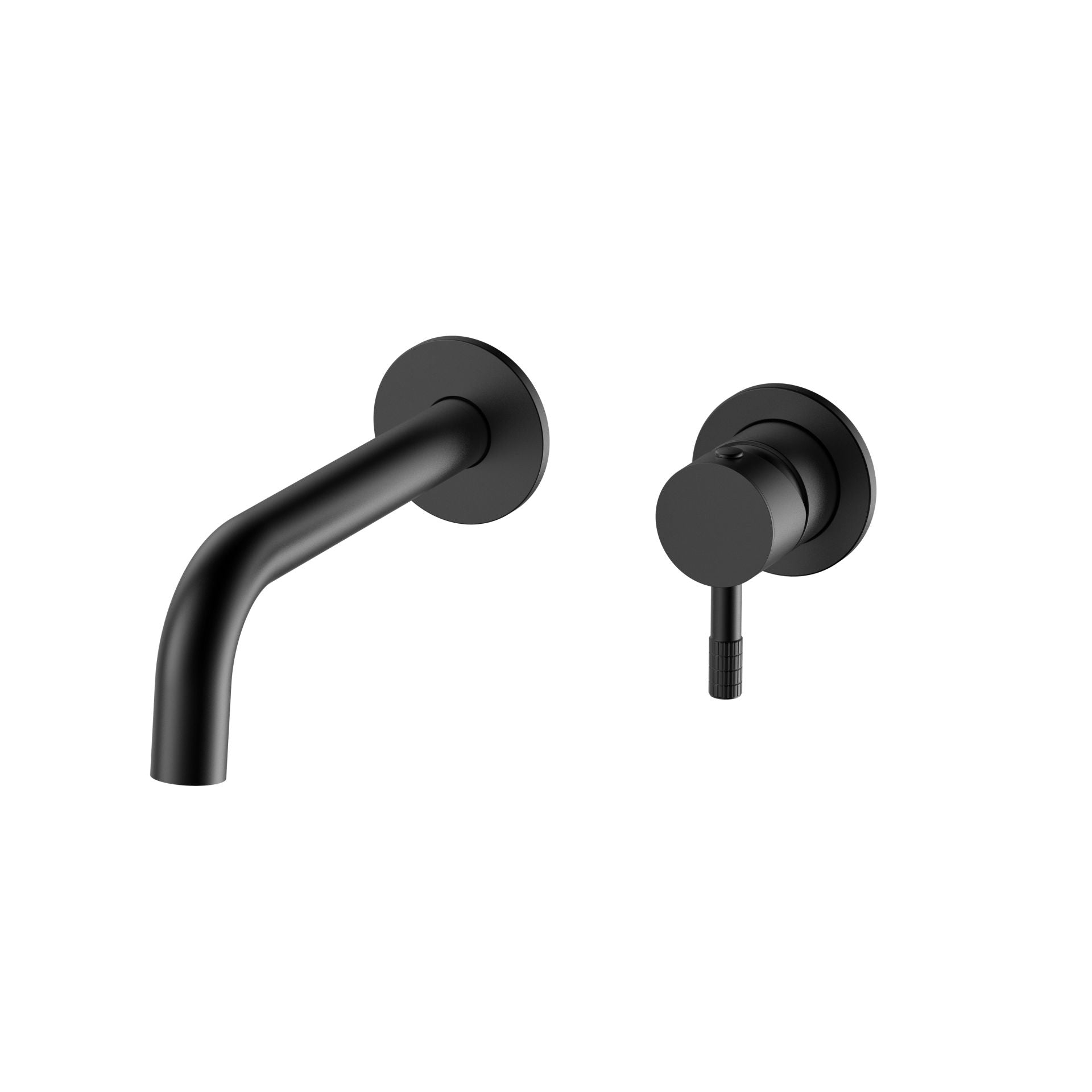 Stria Finish Set Wastafelmengkraan | Inbouw | Verfijnd Geribbelde Hendel | Mat Zwart PVD - WDtegels