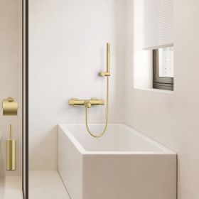 Stria Badmengkraan | Thermostatisch | Opbouw | Geborsteld Goud PVD - WDtegels