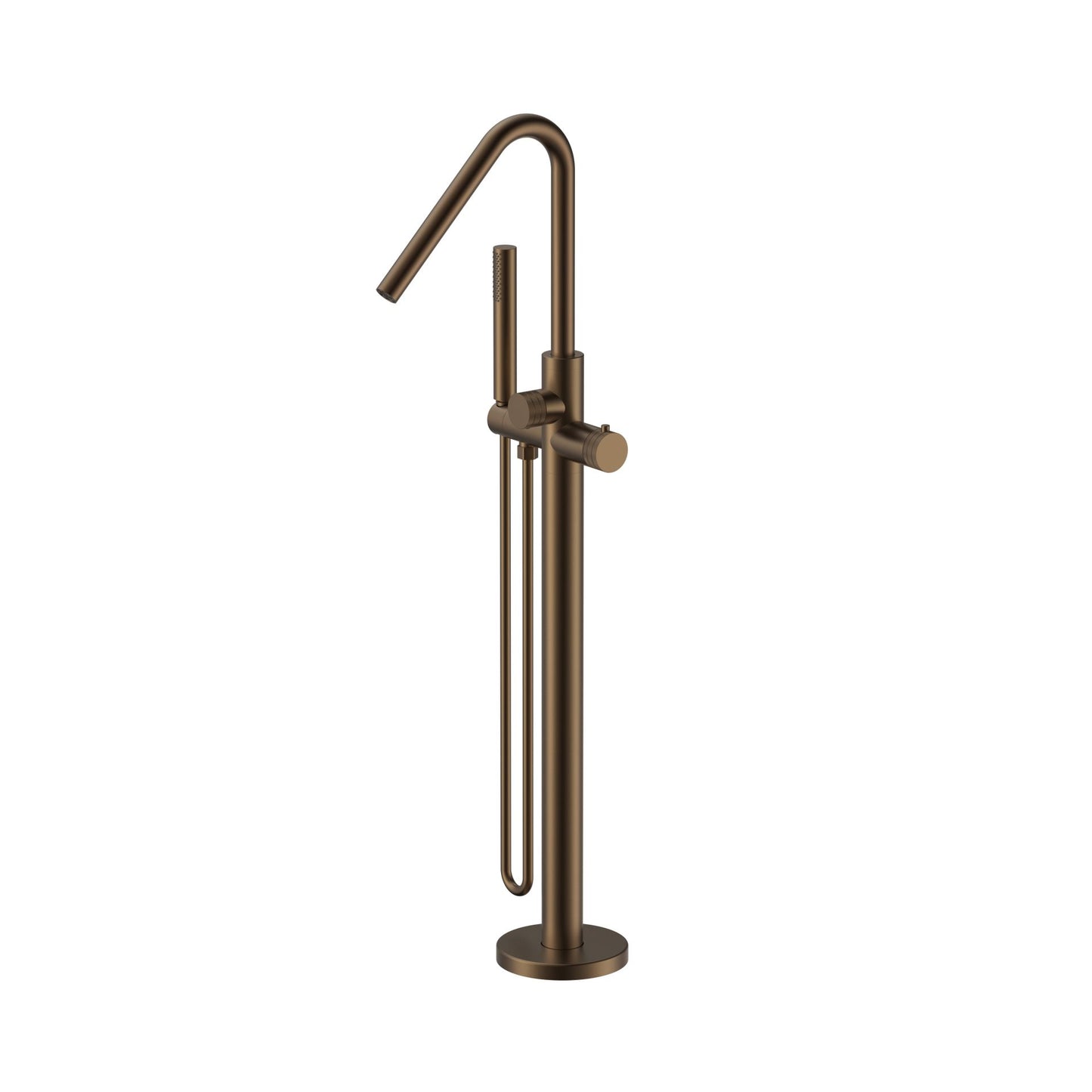 Stria Badmengkraan Vrijstaand + Handdouche + Doucheslang | Thermostatisch | Bruin Brons PVD - WDtegels