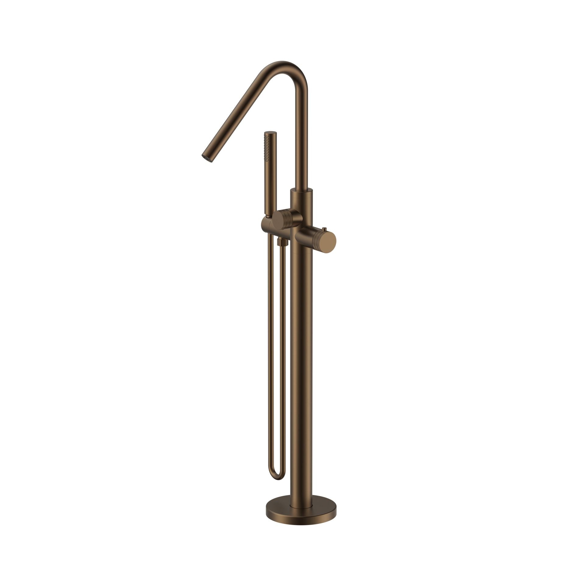 Stria Badmengkraan Vrijstaand + Handdouche + Doucheslang | Thermostatisch | Bruin Brons PVD - WDtegels