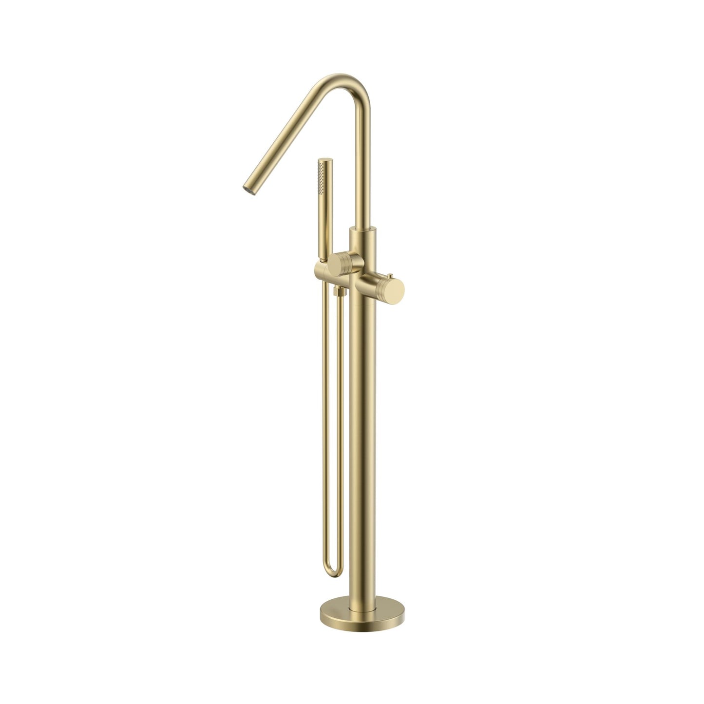Stria Badmengkraan Vrijstaand + Handdouche + Doucheslang | Thermostatisch | Geborsteld Goud PVD - WDtegels
