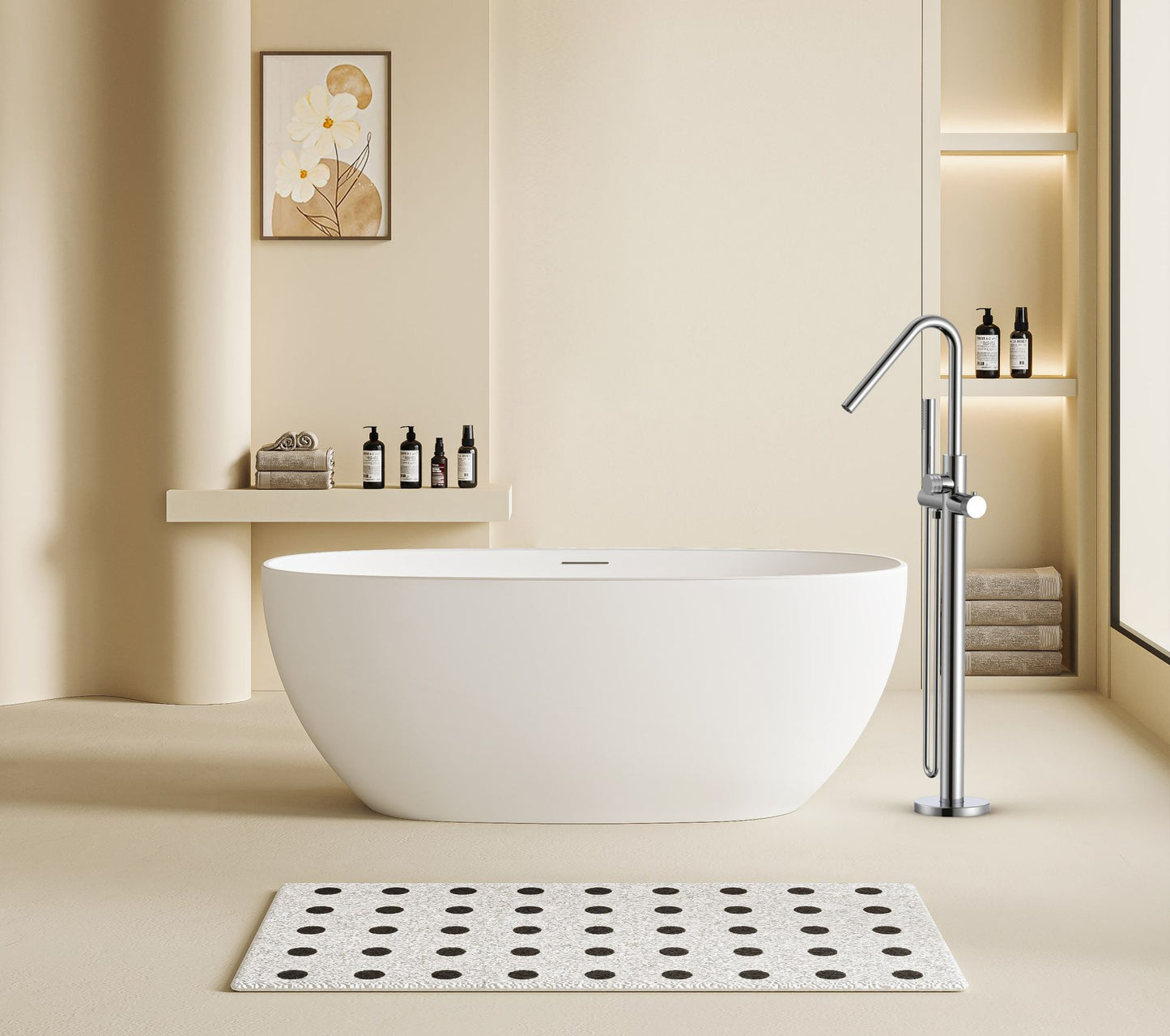 Stria Badmengkraan Vrijstaand + Handdouche + Doucheslang | Thermostatisch | Chroom - WDtegels