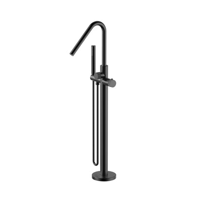 Stria Badmengkraan Vrijstaand + Handdouche + Doucheslang | Thermostatisch | Mat Zwart PVD - WDtegels