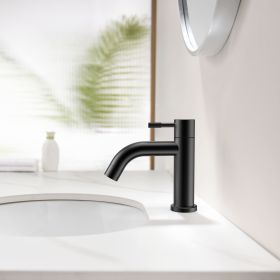 Stria Koudwaterkraan | Hendel met ribbelstructuur | Mat Zwart PVD - WDtegels