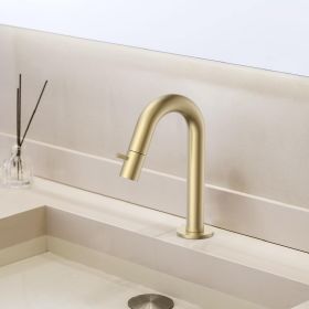Stria Koudwaterkraan | Gebogen Uitloop | Geborsteld Goud PVD - WDtegels