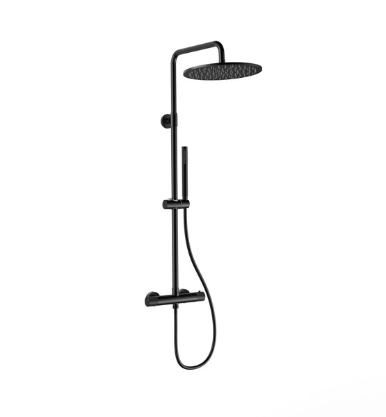 Stria Regendoucheset Ø30cm | Thermostatisch | Opbouw | Mat Zwart PVD