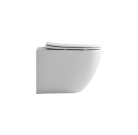 Aloni Pro Hangend Toilet | 36x32x49cm | Tornadospoeling | Randloos | met Zitting | Soft Close | Quick Release | Compact | Mat Wit - WDtegels