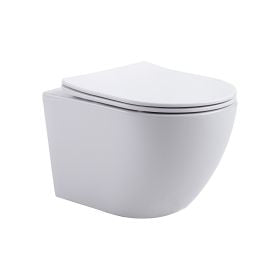 Aloni Pro Hangend Toilet | 36x32x49cm | Tornadospoeling | Randloos | met Zitting | Soft Close | Quick Release | Compact | Mat Wit - WDtegels