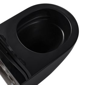 Aloni Pro Hangend Toilet | 36x32x49cm | Tornadospoeling | Randloos | met Zitting | Soft Close | Quick Release | Compact | Mat Zwart - WDtegels