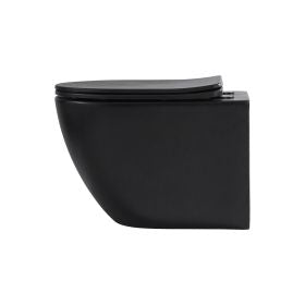 Aloni Pro Hangend Toilet | 36x32x49cm | Tornadospoeling | Randloos | met Zitting | Soft Close | Quick Release | Compact | Mat Zwart - WDtegels