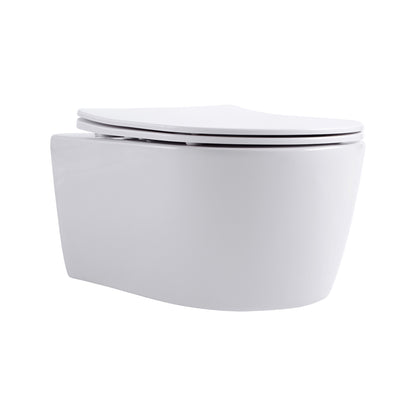 Aloni Pro Hangend Toilet | 36x25x49cm | Randloos | met Zitting | Softclose | Quick Release | Compact | Mat Wit - WDtegels