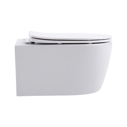 Aloni Pro Hangend Toilet | 36x25x49cm | Randloos | met Zitting | Softclose | Quick Release | Compact | Mat Wit - WDtegels