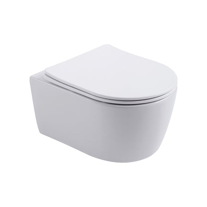 Aloni Pro Hangend Toilet | 36x25x49cm | Randloos | met Zitting | Softclose | Quick Release | Compact | Mat Wit - WDtegels