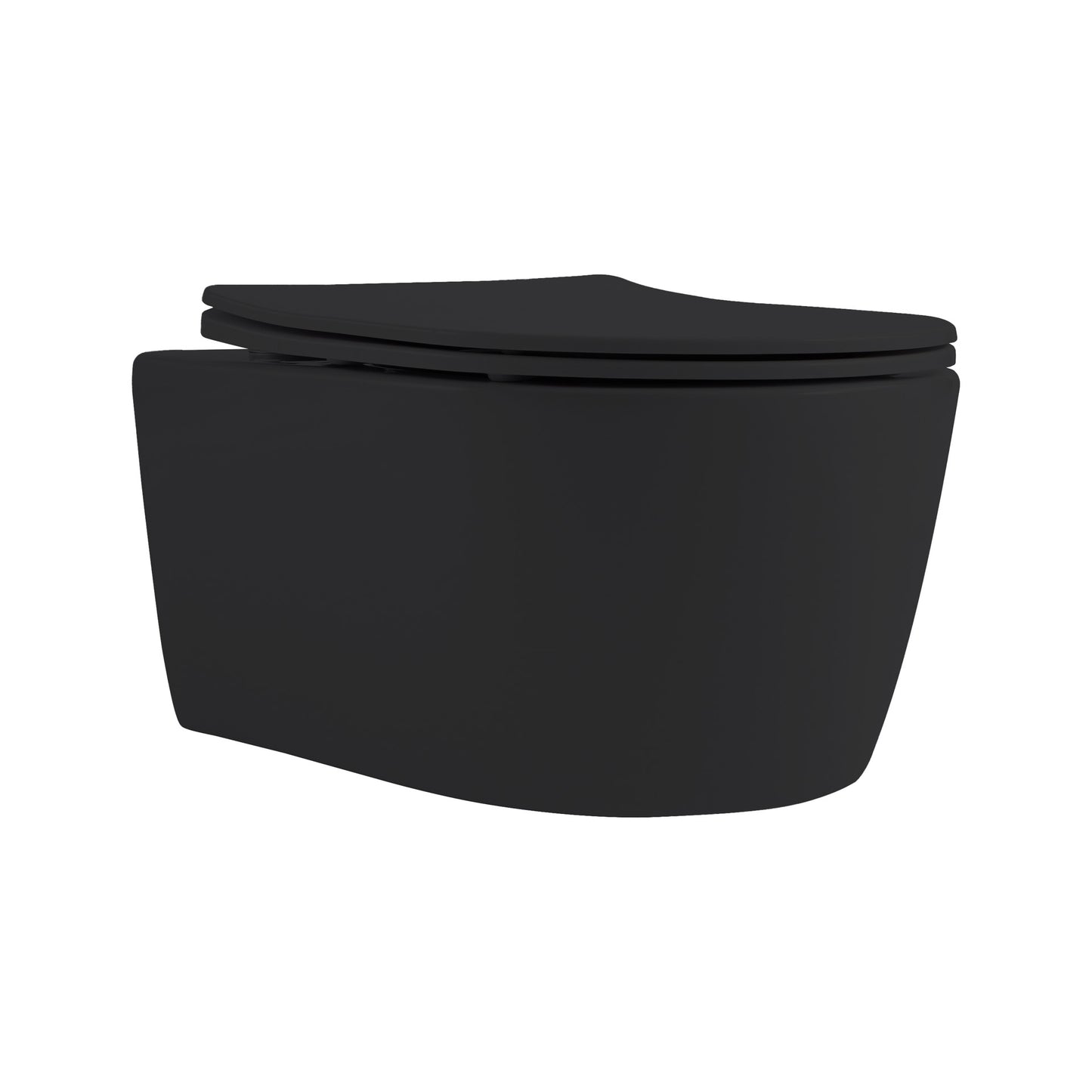 Aloni Pro Hangend Toilet | 36x25x49cm | Randloos | met Zitting | Soft Close | Quick Release | Compact | Mat Zwart - WDtegels
