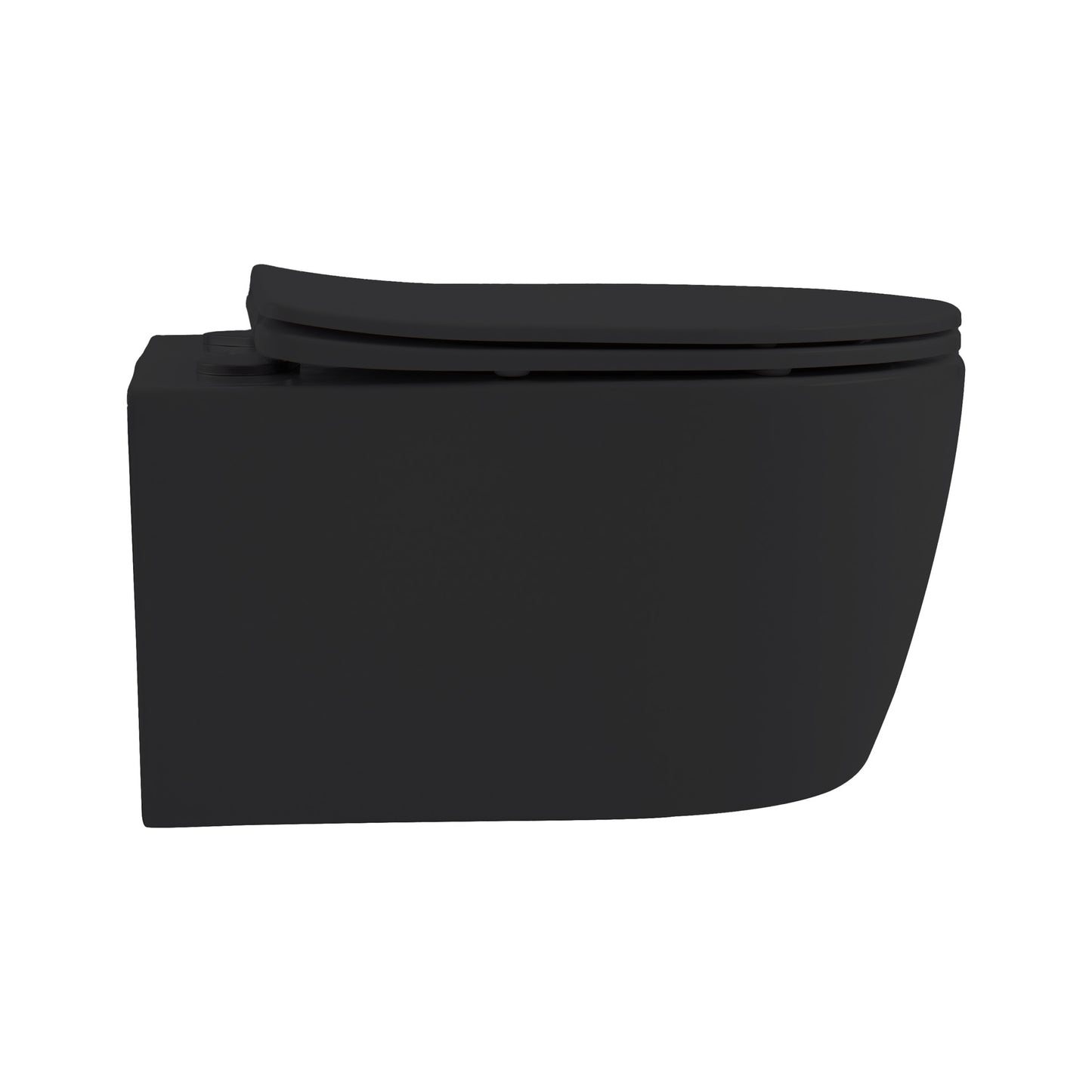 Aloni Pro Hangend Toilet | 36x25x49cm | Randloos | met Zitting | Soft Close | Quick Release | Compact | Mat Zwart - WDtegels