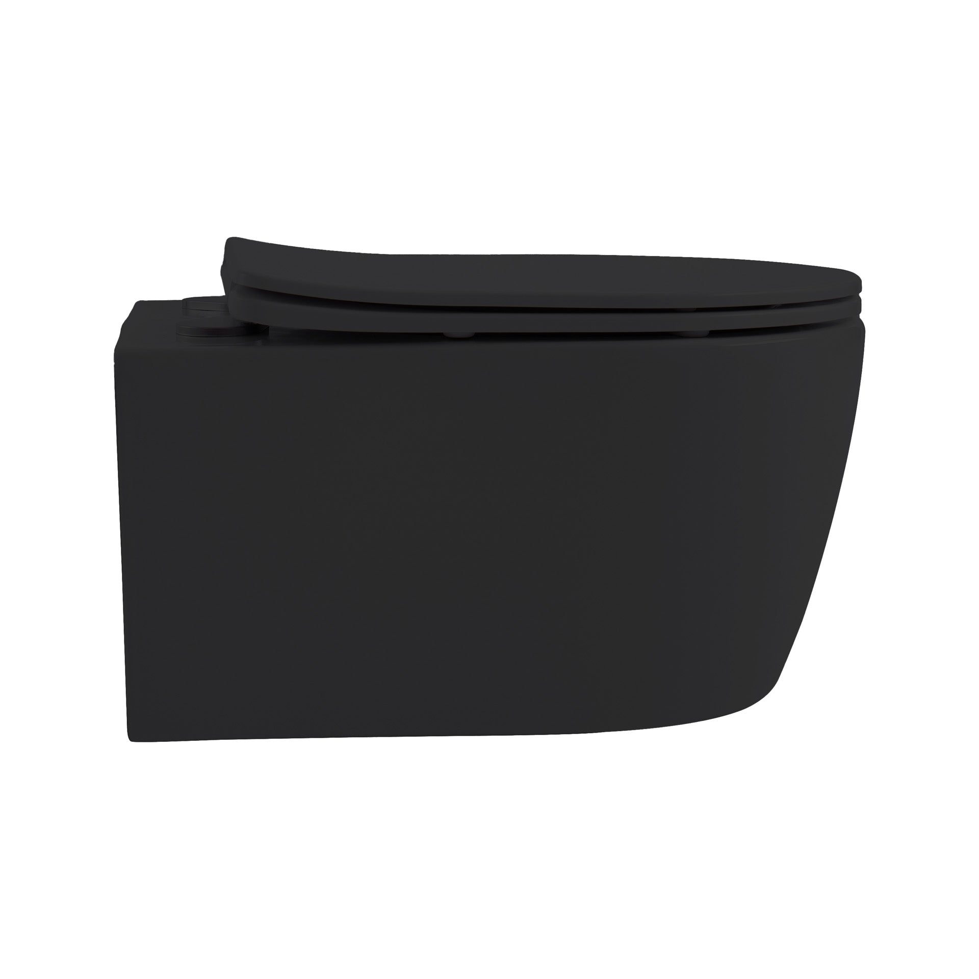Aloni Pro Hangend Toilet | 36x25x49cm | Randloos | met Zitting | Soft Close | Quick Release | Compact | Mat Zwart - WDtegels