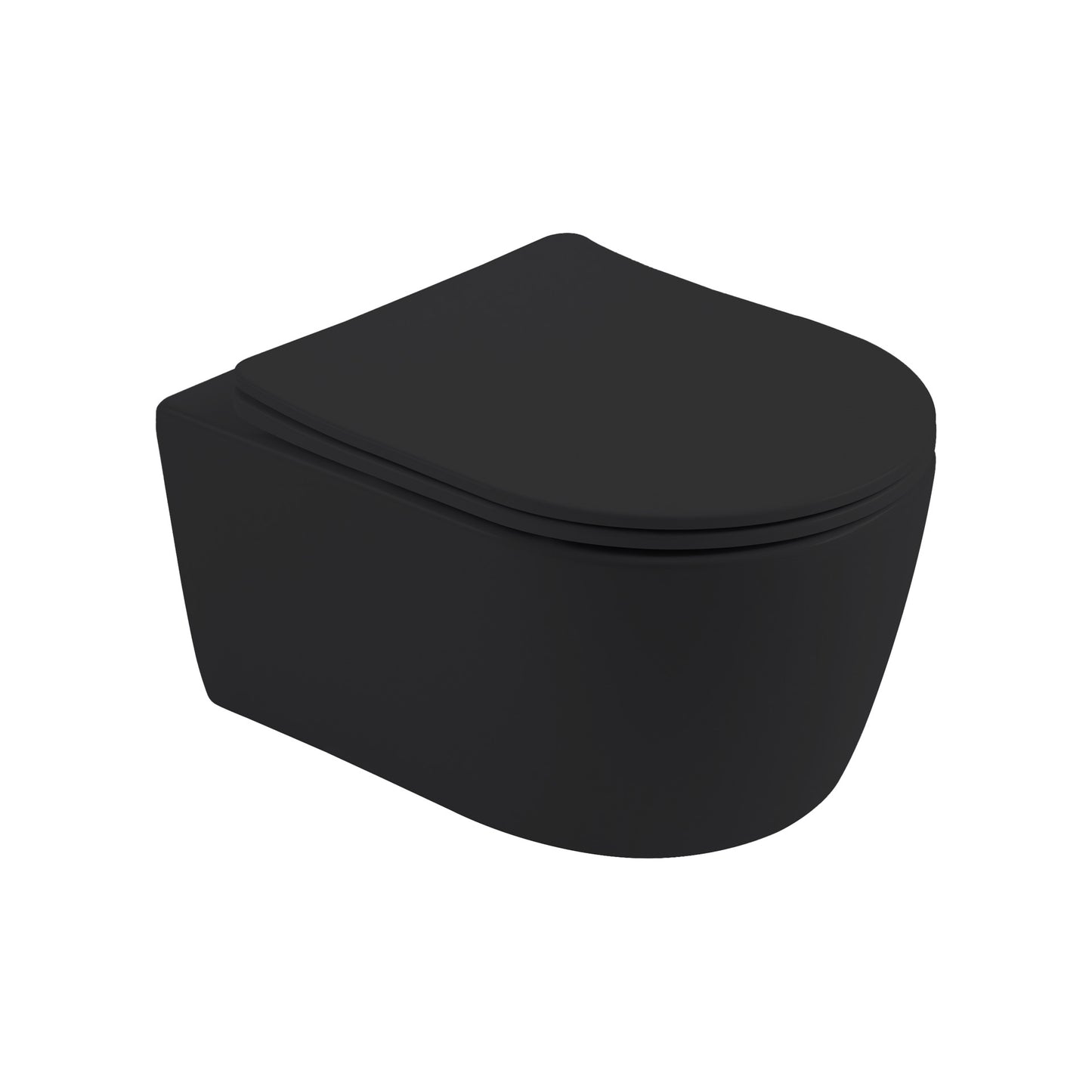 Aloni Pro Hangend Toilet | 36x25x49cm | Randloos | met Zitting | Soft Close | Quick Release | Compact | Mat Zwart - WDtegels